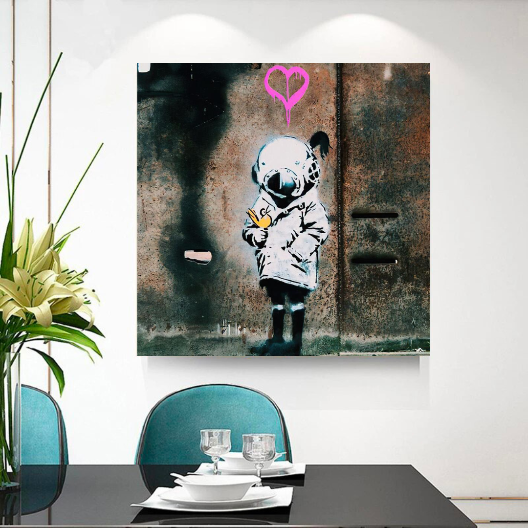 Banksy Space Girl and Bird Wall Art - Captivating Design-ChandeliersDecor