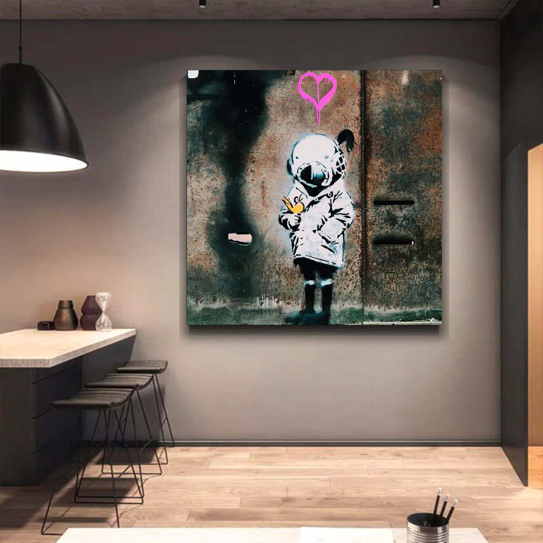 Banksy Space Girl and Bird Wall Art - Captivating Design-ChandeliersDecor