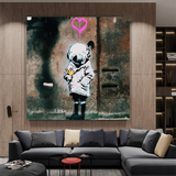 Banksy Space Girl and Bird Wall Art - Captivating Design-ChandeliersDecor