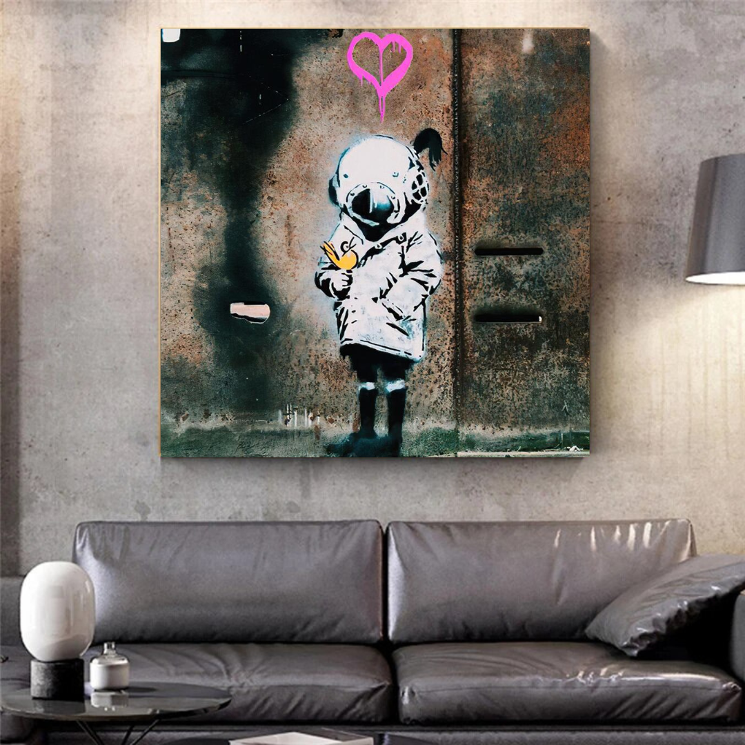 Banksy Space Girl and Bird Wall Art - Captivating Design-ChandeliersDecor