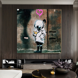 Banksy Space Girl and Bird Wall Art - Captivating Design-ChandeliersDecor