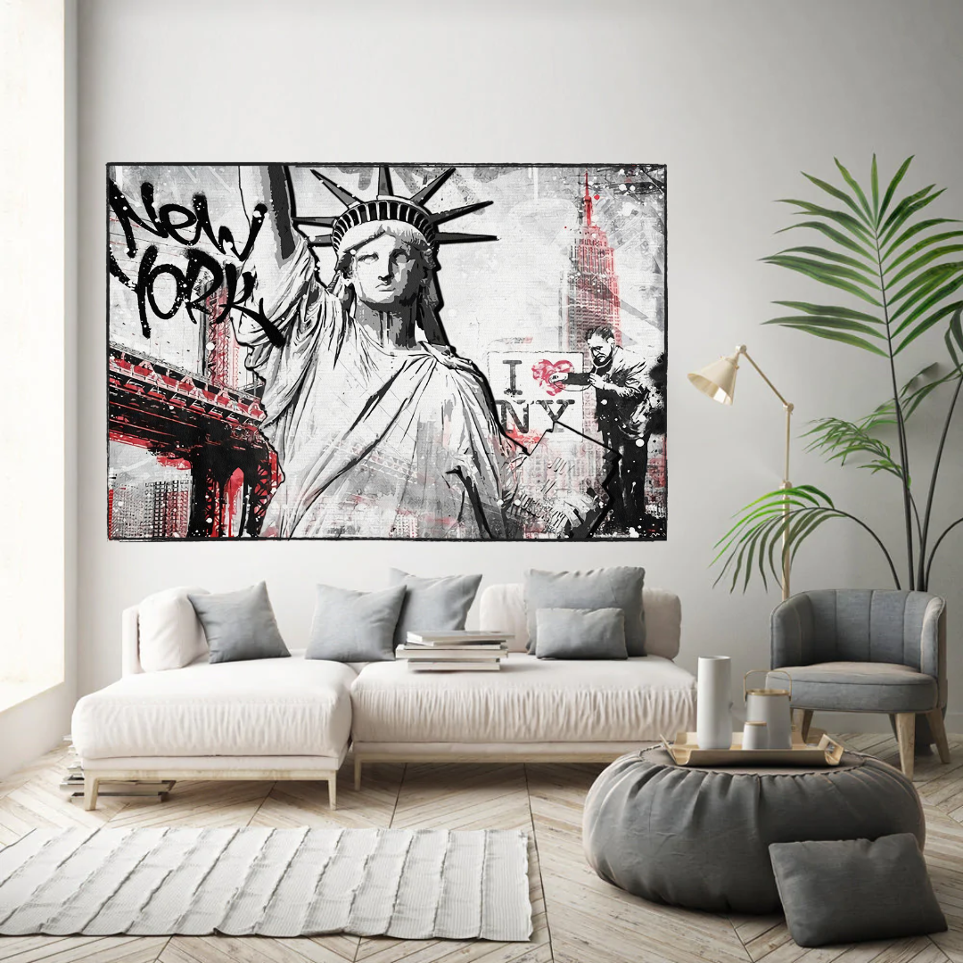 Banksy Statue of Liberty New York Canvas Wall Art-ChandeliersDecor