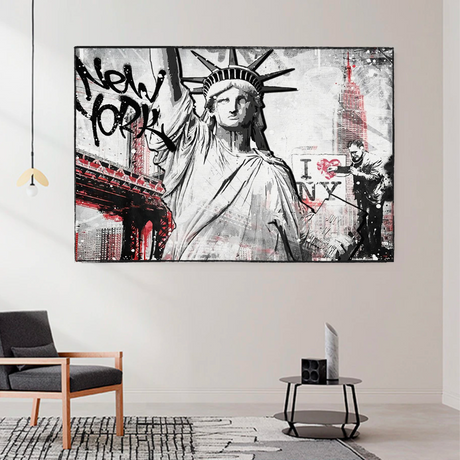 Banksy Statue of Liberty New York Canvas Wall Art-ChandeliersDecor