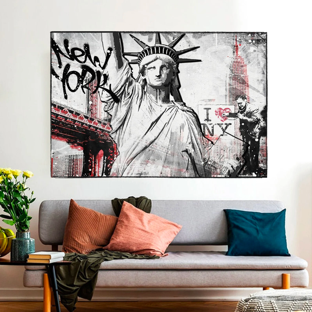 Banksy Statue of Liberty New York Canvas Wall Art-ChandeliersDecor