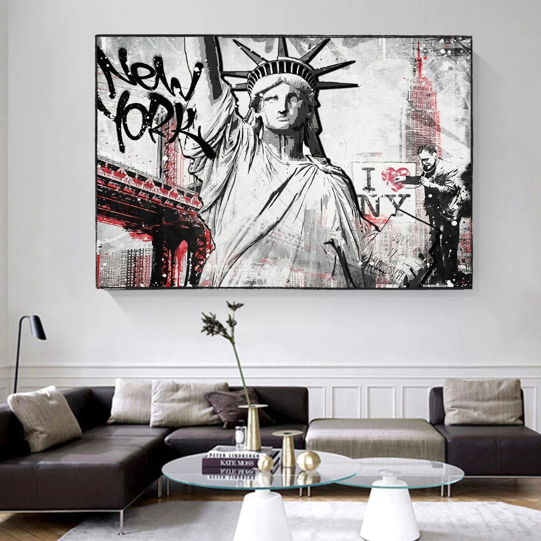 Banksy Statue of Liberty New York Canvas Wall Art-ChandeliersDecor