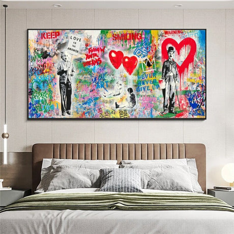 Banksy Wall Art Print Follow Your Dreams Keep Smiling - Home Decor-ChandeliersDecor