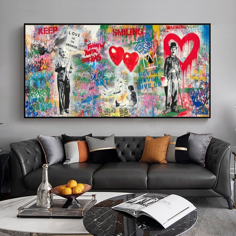 Banksy Wall Art Print Follow Your Dreams Keep Smiling - Home Decor-ChandeliersDecor