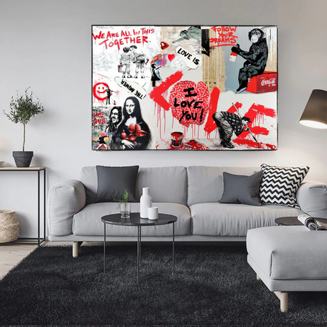 Banksy We are all in this Together Canvas Wall Art-ChandeliersDecor