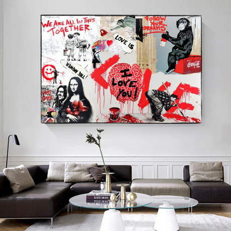 Banksy We are all in this Together Canvas Wall Art-ChandeliersDecor