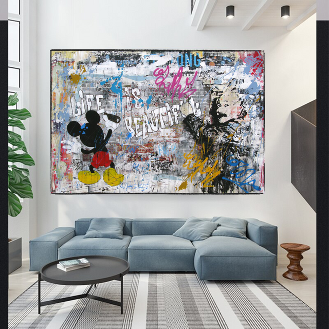 Banksy's Life is Beautiful Mickey Canvas Wall Art