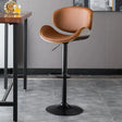 Banqueta Leather Bar Stool width Oak Wood Base-GraffitiWallArt