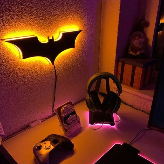 Batman Cool LED Wall Light with Wireless Remote-ChandeliersDecor