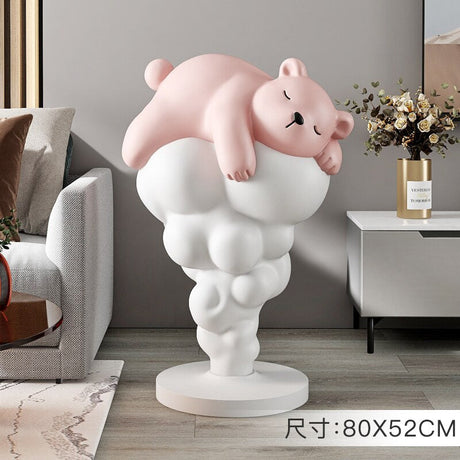 Bear on Clouds Statue Ornament-ChandeliersDecor