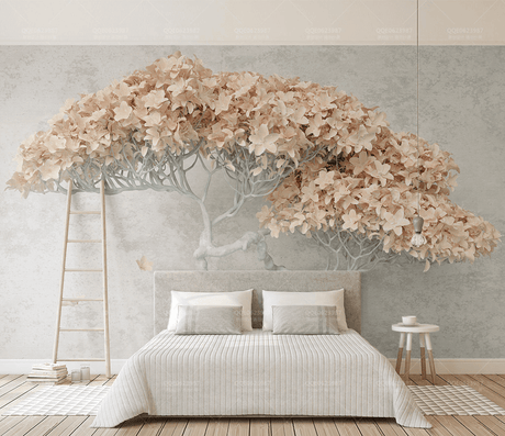 Beige Willow 3D Tree Wallpaper Murals - Transform Your Space-ChandeliersDecor.com