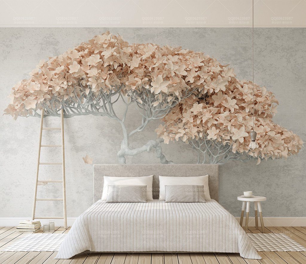 Beige Willow 3D Tree Wallpaper Murals - Transform Your Space-ChandeliersDecor