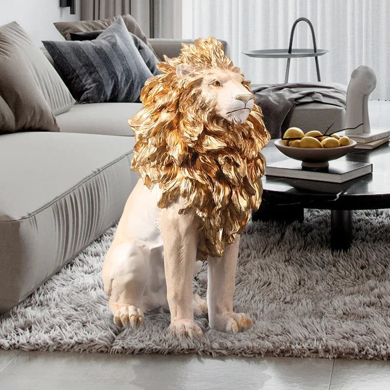 Big Lion Statue Art Big Sculpture-ChandeliersDecor