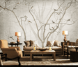Birds on Tree Trunks Wallpaper Mural - Enhance Your Space-ChandeliersDecor.com