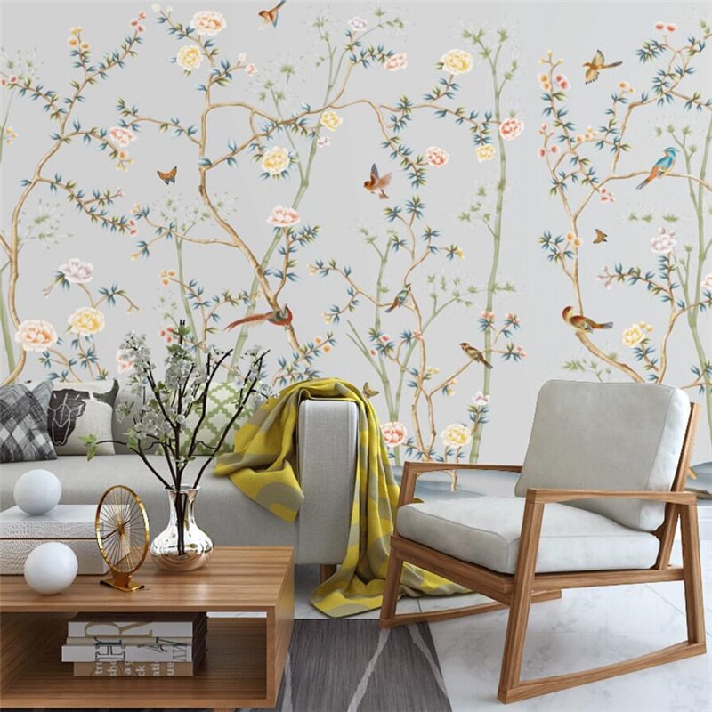 Birds on Tree Wallpaper Mural: Bring Nature Indoors-ChandeliersDecor