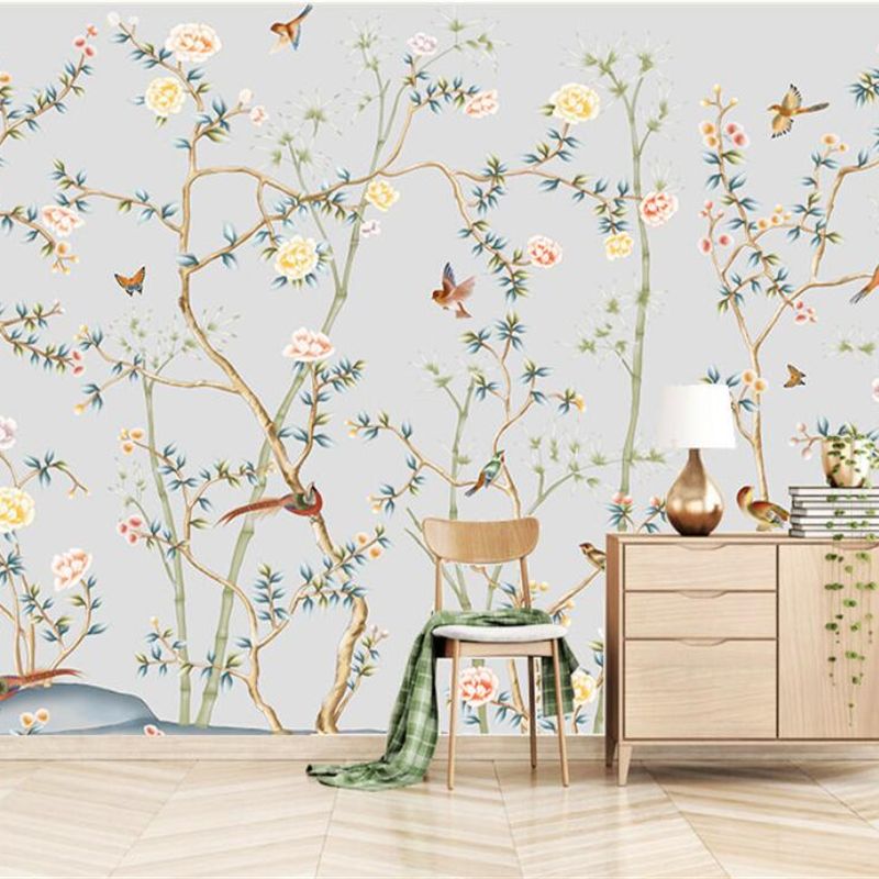 Birds on Tree Wallpaper Mural: Bring Nature Indoors-ChandeliersDecor