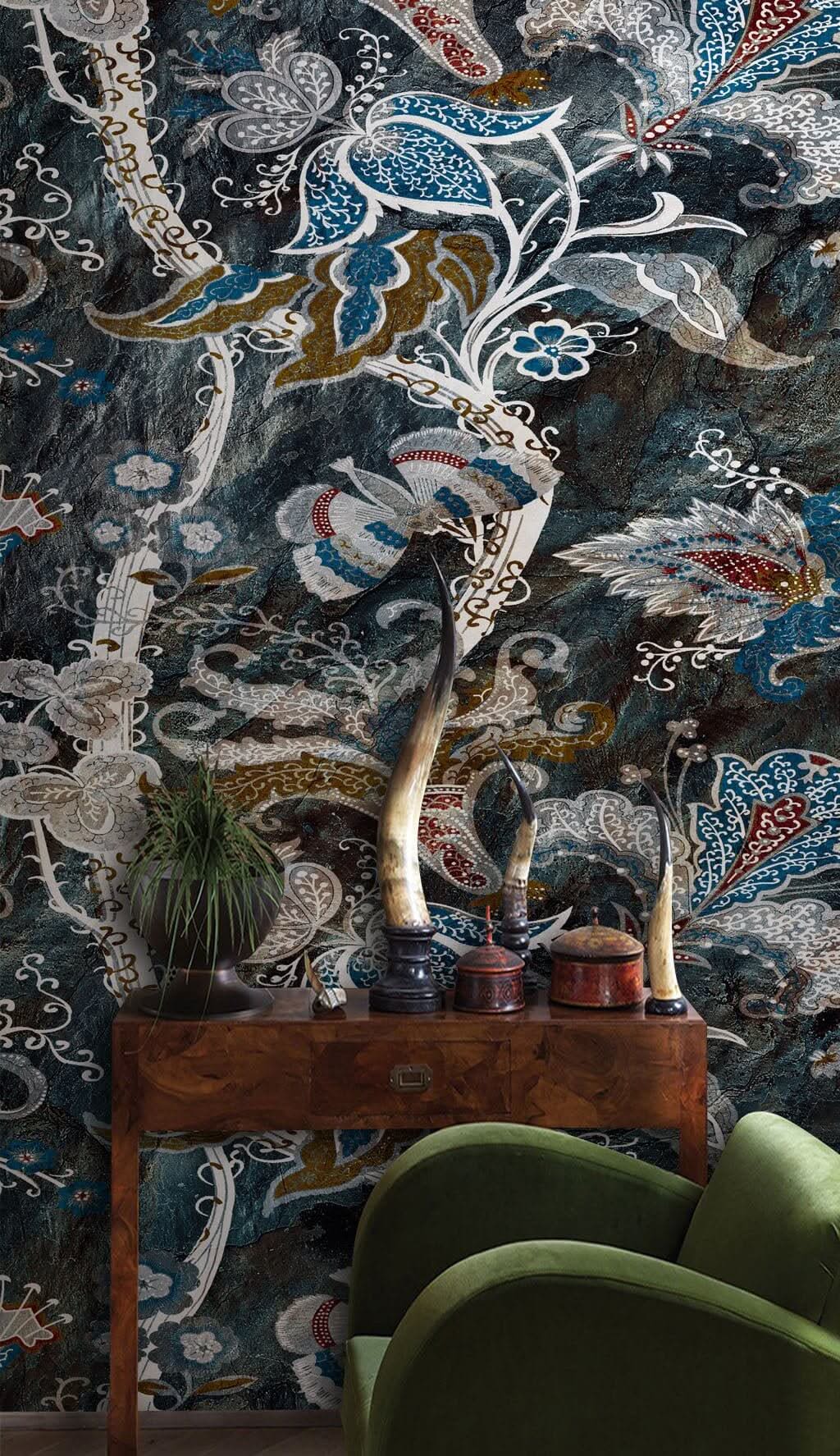 Black Floral fairytale Wallpaper Mural-ChandeliersDecor.com