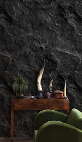 Black Grooved Stone Wallpaper Mural-ChandeliersDecor.com