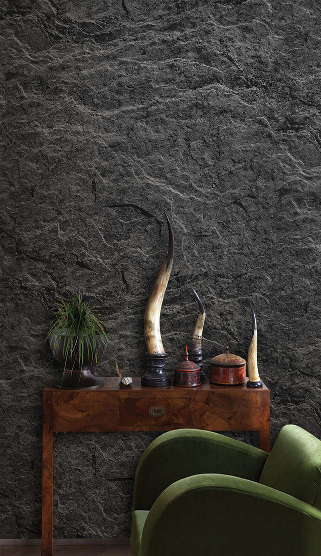 Black Layered Stone Wallpaper Mural-ChandeliersDecor.com