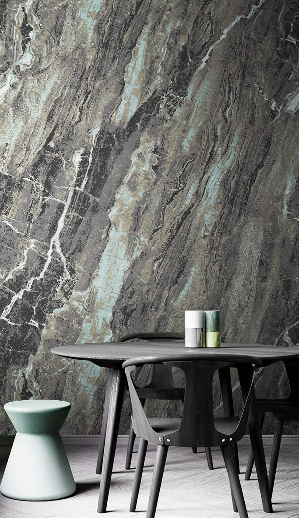 Black Marble Tone Effect Wallpaper Mural-ChandeliersDecor.com