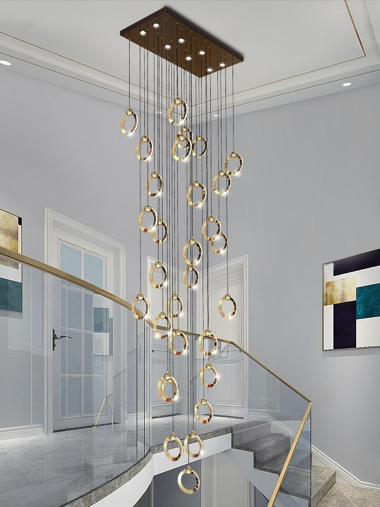 Black Minimalist Rotating Staircase Chandelier-ChandeliersDecor