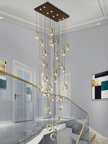 Black Minimalist Rotating Staircase Chandelier-ChandeliersDecor