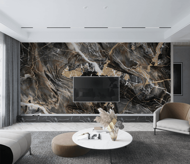 Black Mist Stone - Marble Wallpaper Murals-ChandeliersDecor.com