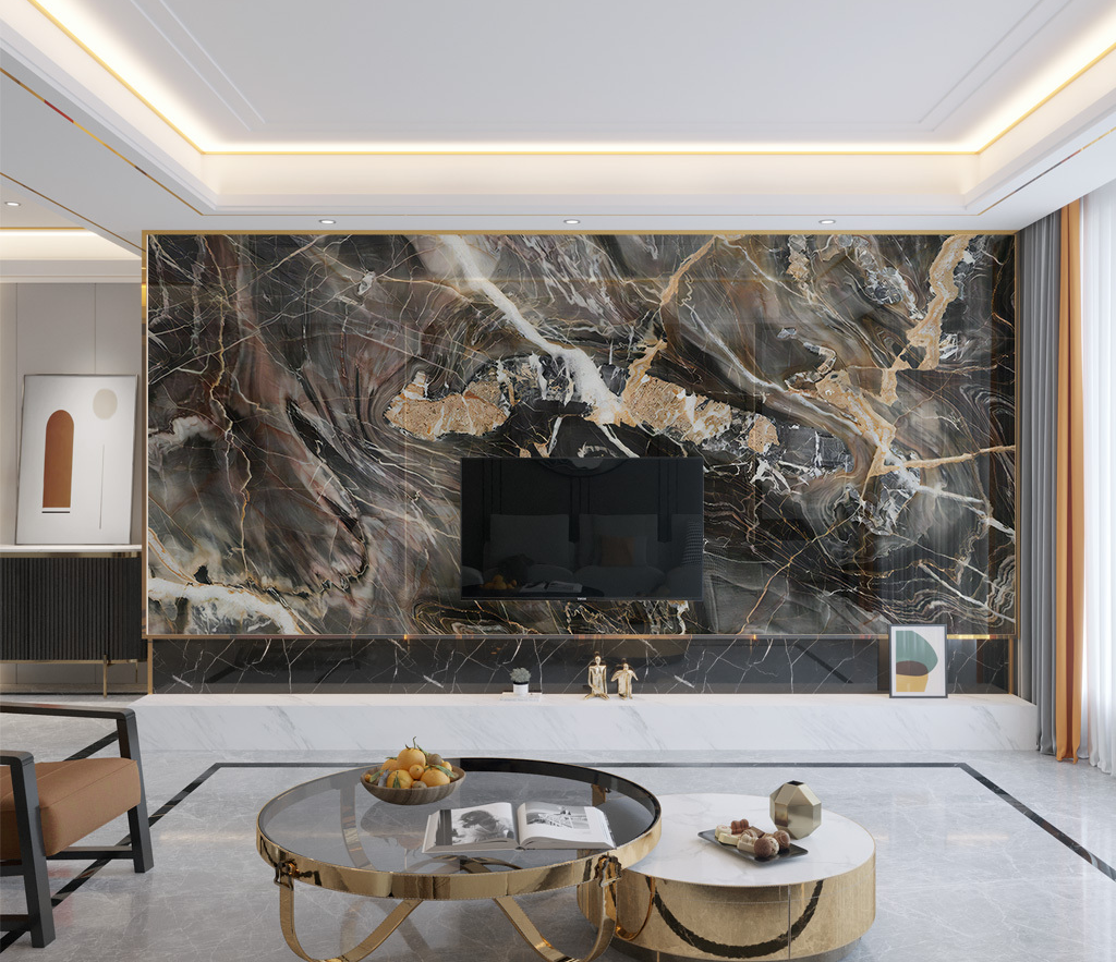 Black Mist Stone - Marble Wallpaper Murals-ChandeliersDecor