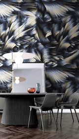 Black Shadow Leaves Wallpaper Mural-ChandeliersDecor.com