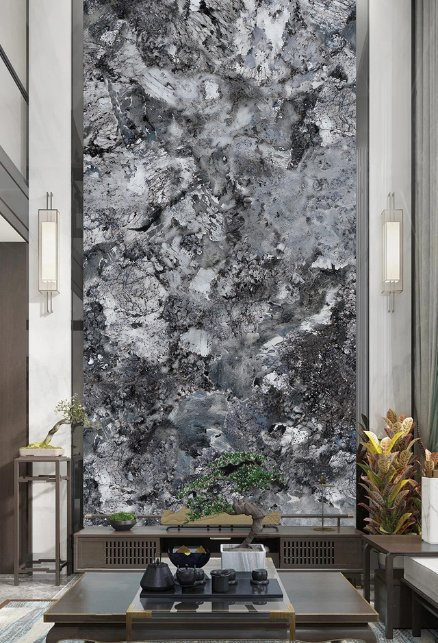 Black & White Pure Marble Wallpaper Murals-ChandeliersDecor