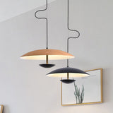 Black Wood Grain LED Pendant Light for Dining Room, Kitchen Decor