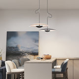 Black Wood Grain LED Pendant Light - Dining Room Design-ChandeliersDecor