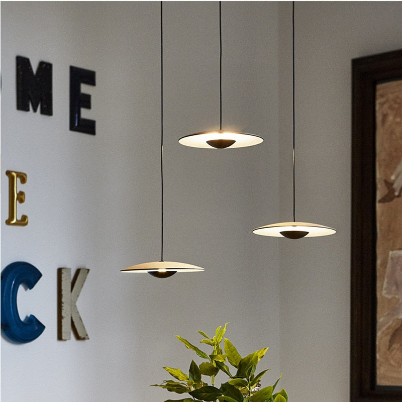 Black Wood Grain LED Pendant Light - Dining Room Design-ChandeliersDecor