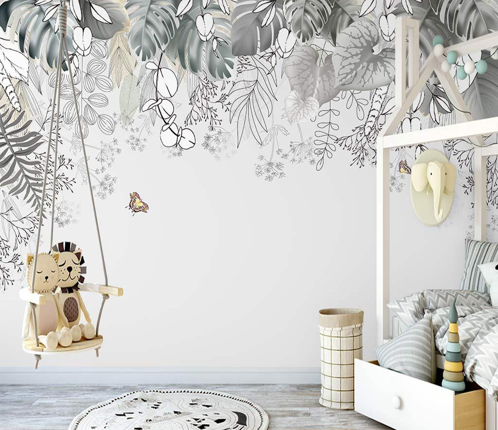 Blossom Greens Wallpaper Murals: Stunning Wall Decor-ChandeliersDecor