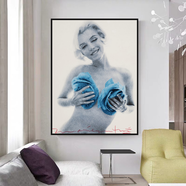 Blue Flowers Marilyn Poster - Vibrant Floral Art Prints