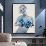 Blue Flowers Marilyn Poster - Vibrant Floral Art Prints-ChandeliersDecor