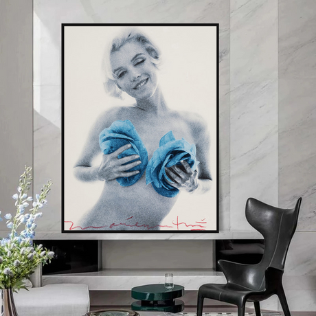 Blue Flowers Marilyn Poster - Vibrant Floral Art Prints-ChandeliersDecor