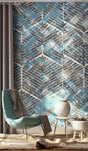 Blue Geometric Hexagon Wallpaper Mural-ChandeliersDecor.com