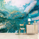 Blue Landscape Splash Ink Wallpaper for Home Wall Decor-ChandeliersDecor.com