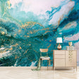 Blue Landscape Splash Ink Wallpaper for Home Wall Decor-ChandeliersDecor