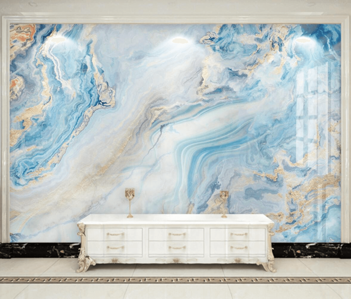 Blue Marble Wallpaper Mural: Transform your space-ChandeliersDecor.com