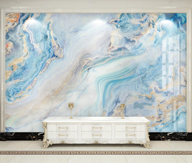 Blue Marble Wallpaper Mural: Transform your space-ChandeliersDecor