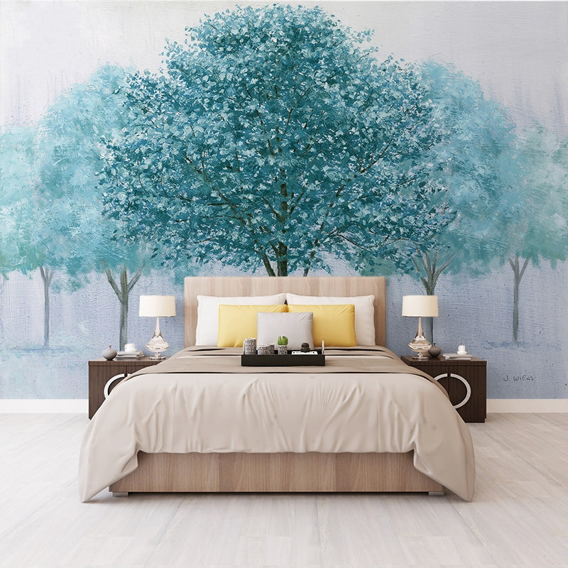 Blue Tranquility Tree Wall Mural-ChandeliersDecor