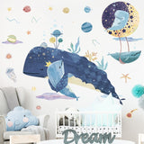 Blue Whale Family Marine life Wall Stickers for Kids Room | Sea Life Wall Decal