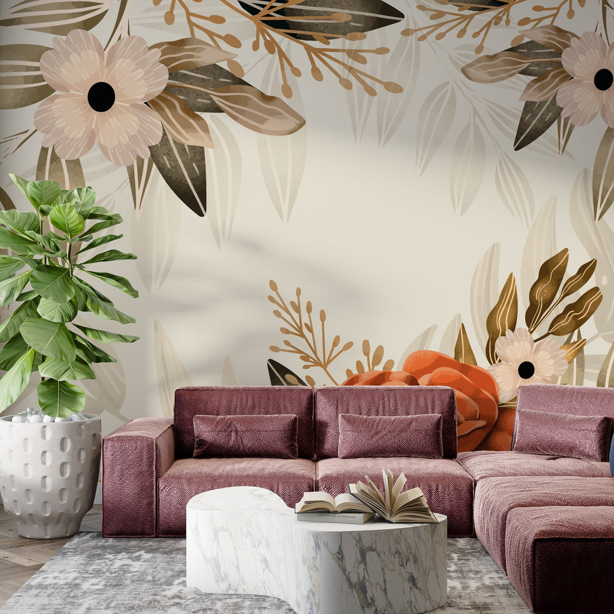 Bohemian Floral Wallpaper Mural: Transform Your Space-ChandeliersDecor