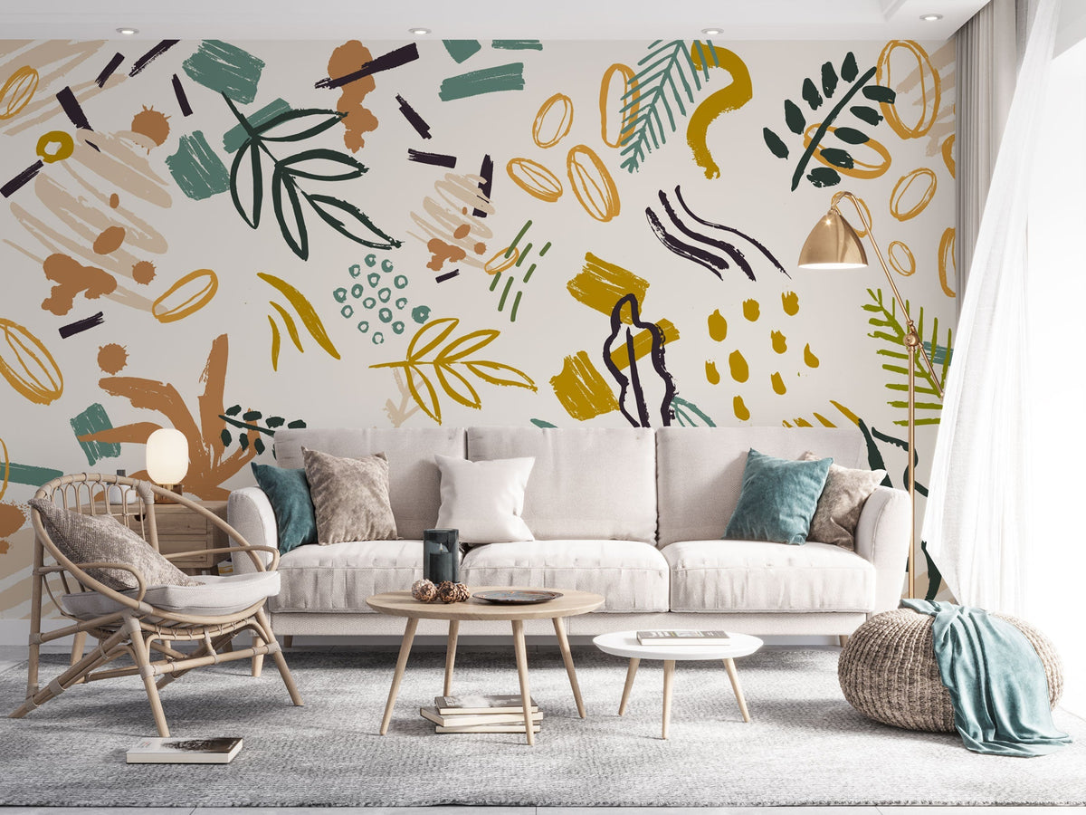 Bohemian Shapes Wallpaper Mural - Transform Your Space-ChandeliersDecor