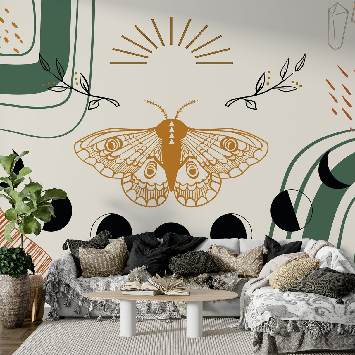 Bohemian Wallpaper Mural: Bring Nature Home with Butterfly-ChandeliersDecor